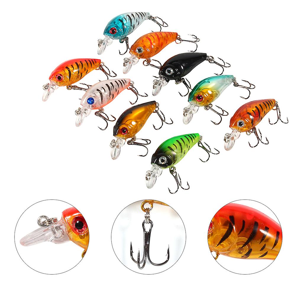 9pcs/bag Plastic Fishing Lures Hook Bass Small Fat Crankbait Tackle 4.5cm/4g