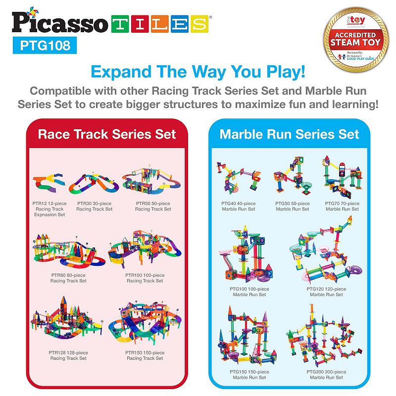 PICASSOTILES 108PC MAGNETIC MARBLE RUN