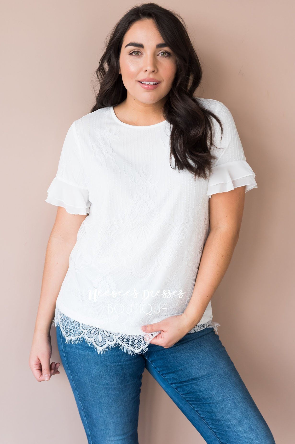 New Favorite Modest Lace Blouse