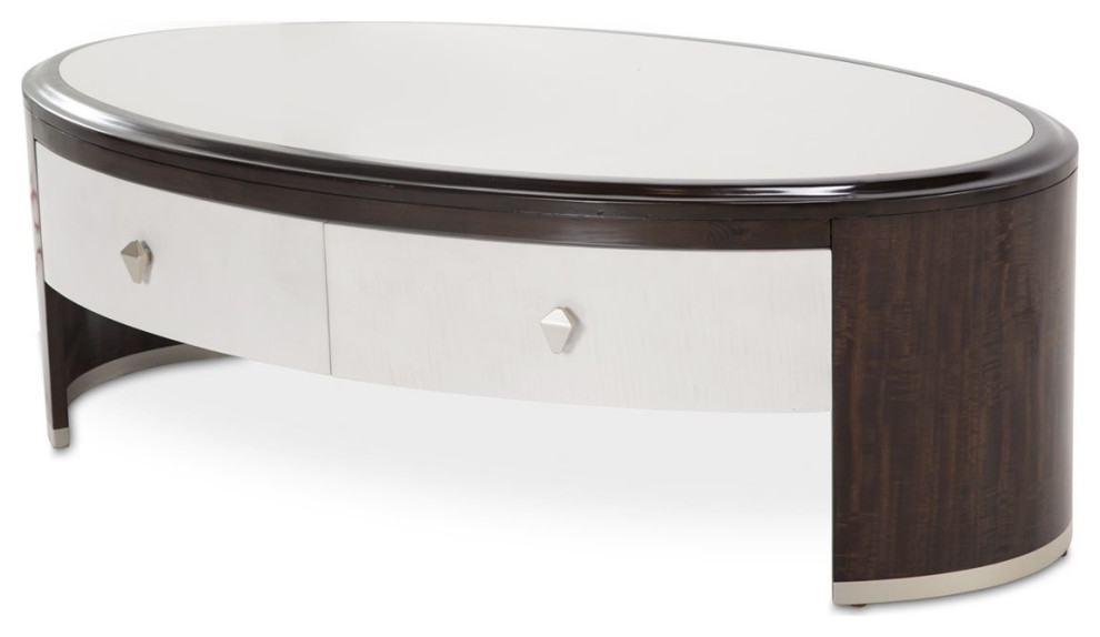 Aico Amini Paris Chic Oval Cocktail Table in Espresso   Transitional   Coffee Tables   by AMOC  Houzz