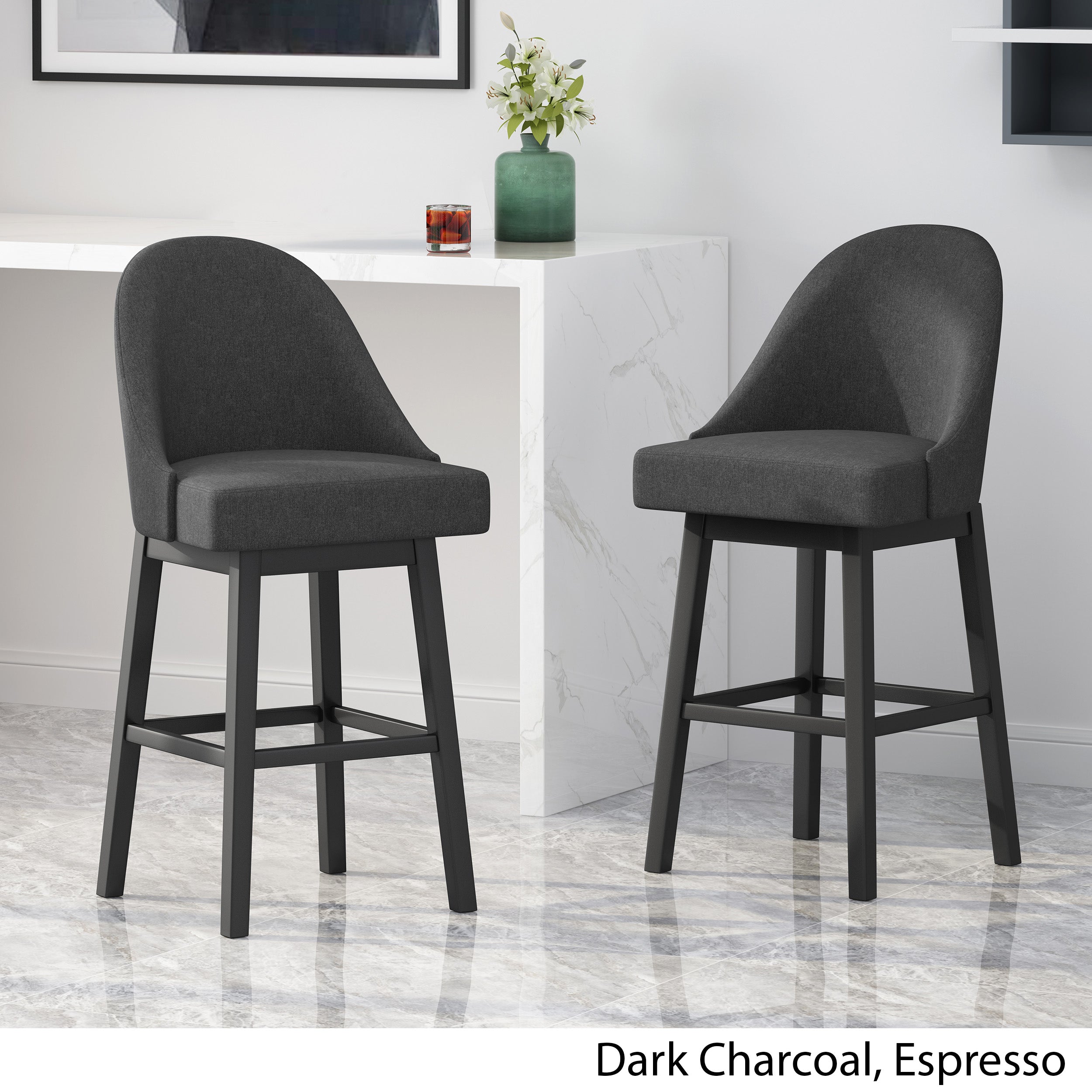 Andriel Modern Upholstered Swivel Bar Stool