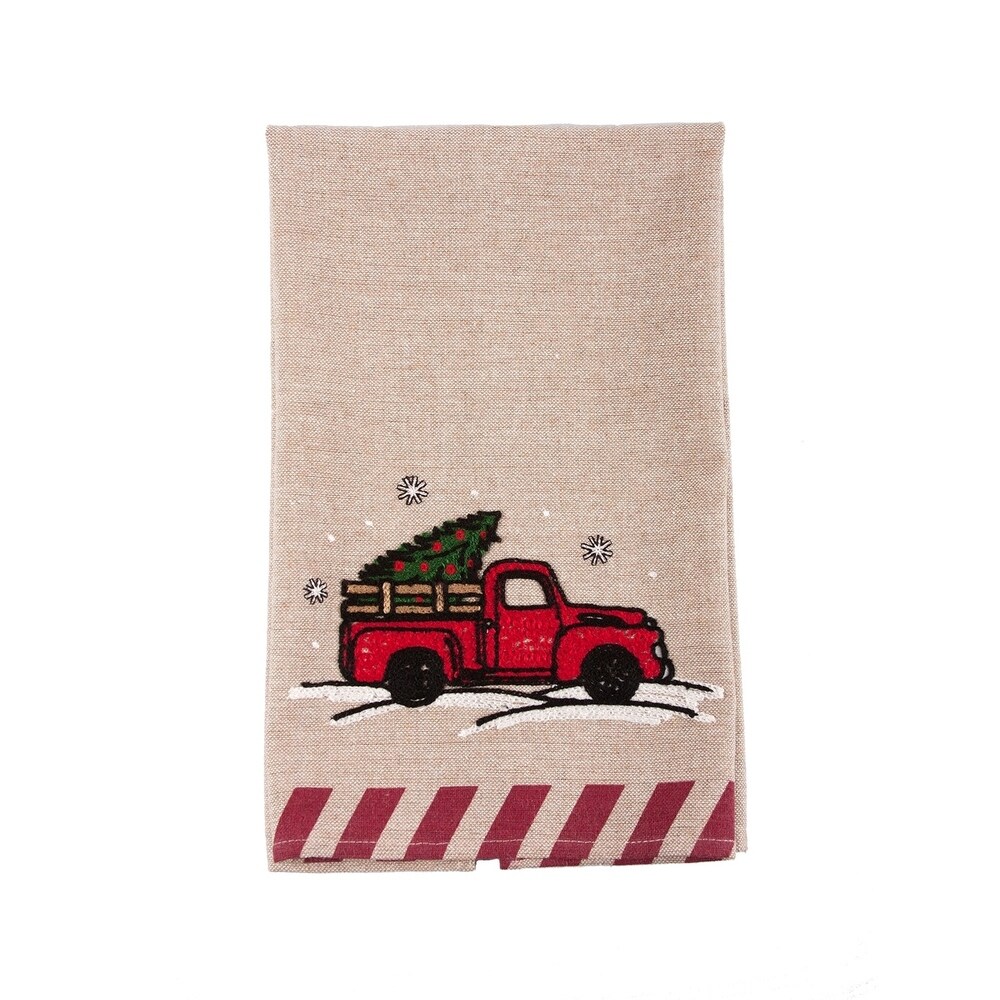 Christmas Truck Christmas Tea Towel  17 by 27 Inch