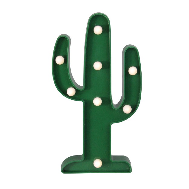 Battery Operated Led Lighted Cactus Marquee Sign Green