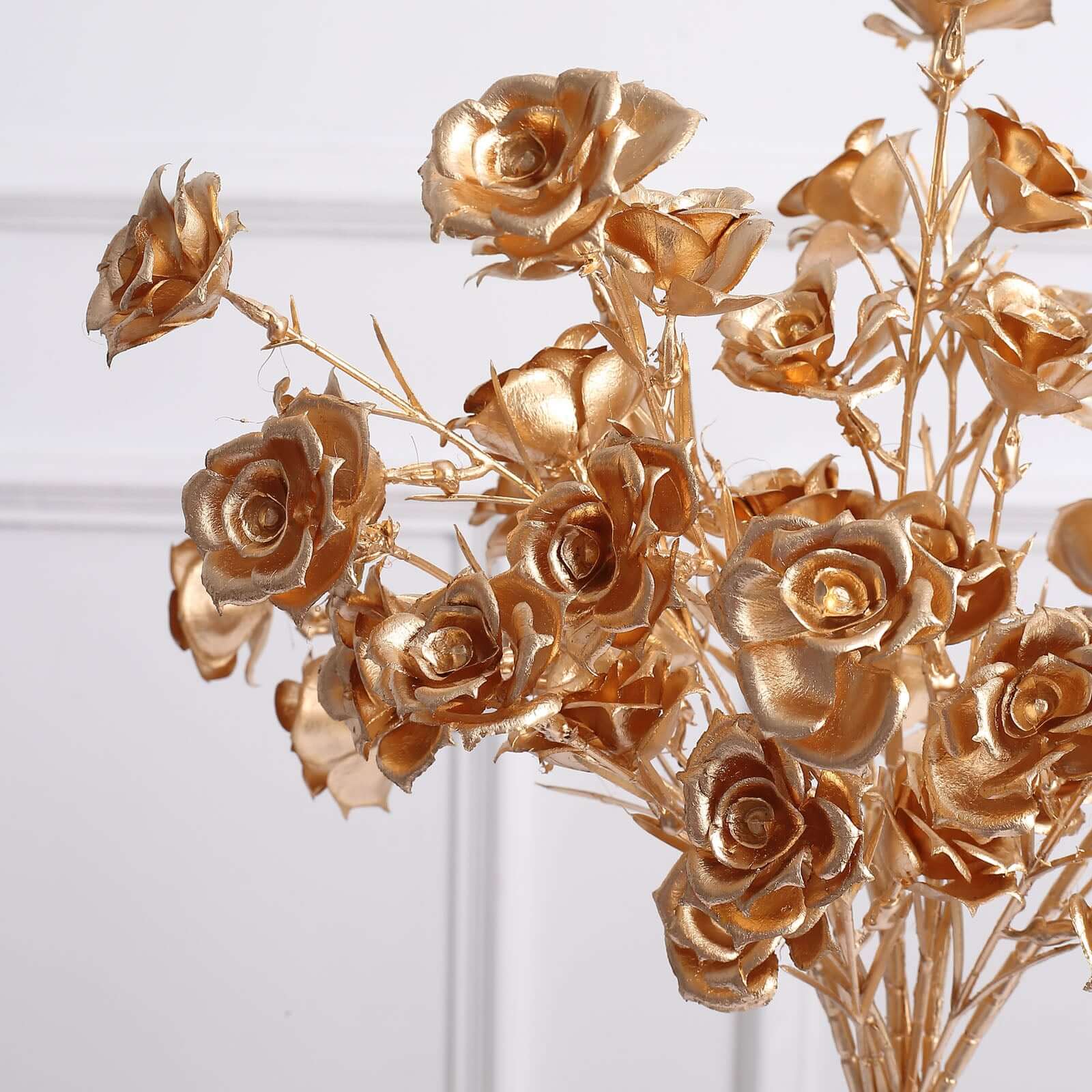 3 Pack Metallic Gold Artificial Rose Flower Sprays, Decorative Floral Branches 22