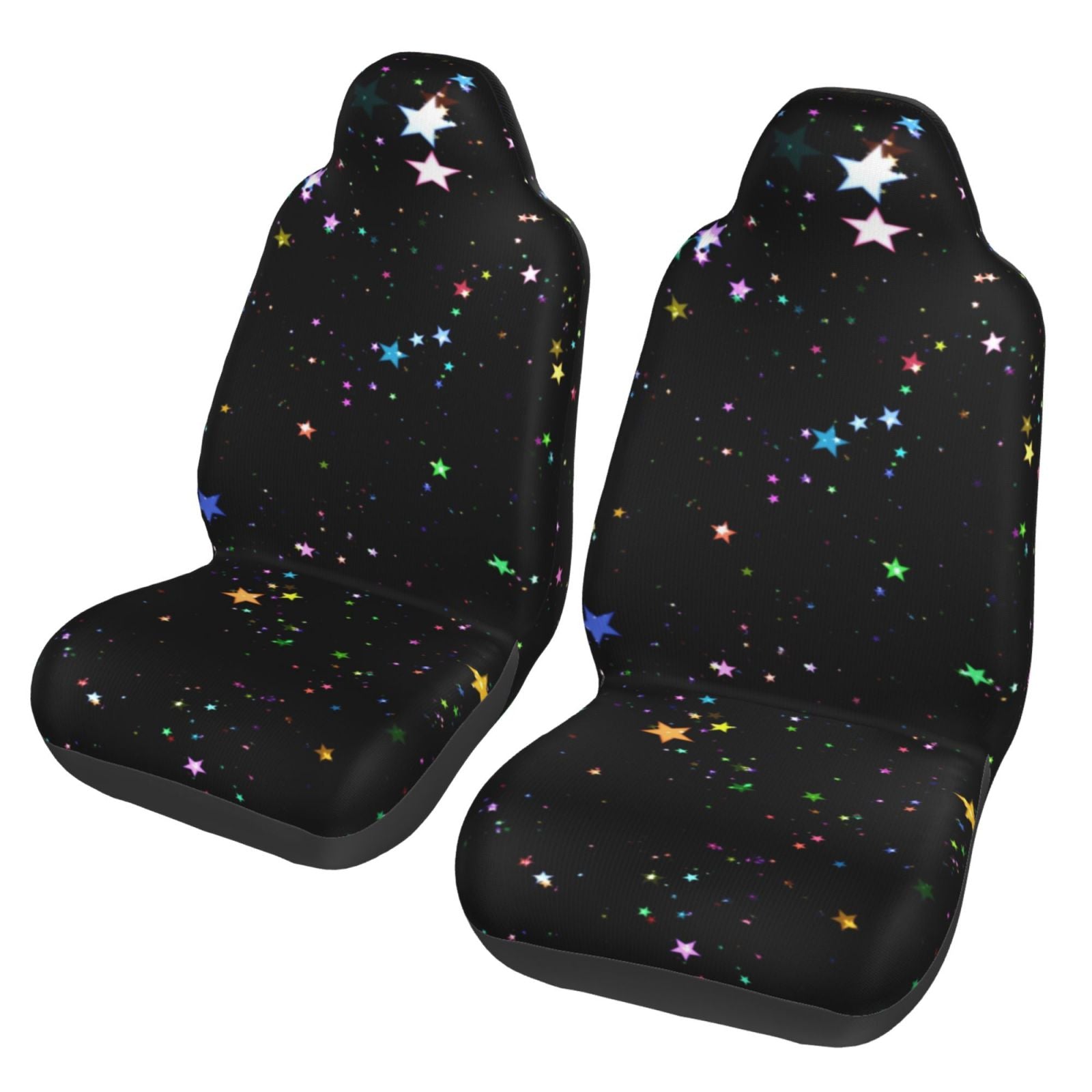 TEQUAN Front Seat Covers， Stars Starry Colorful Pattern 2 Piece Car Seat Cover Fit Most Car SUV Truck Van