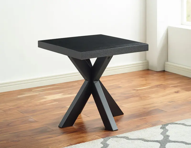 Harris Ebony Black Timber Beam Pedestal End Table