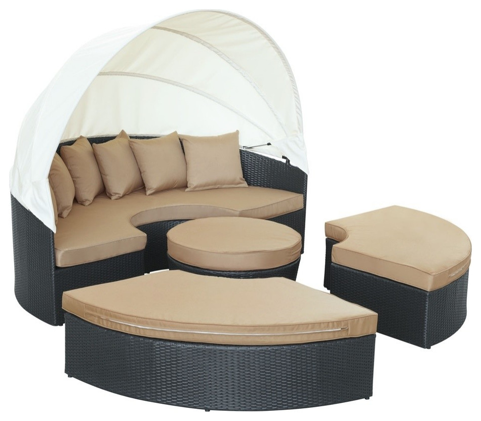 Modway Quest Canopy Outdoor Patio Daybed  Espresso  Orange   Contemporary   Outdoor Lounge Sets   by BisonOffice  Houzz