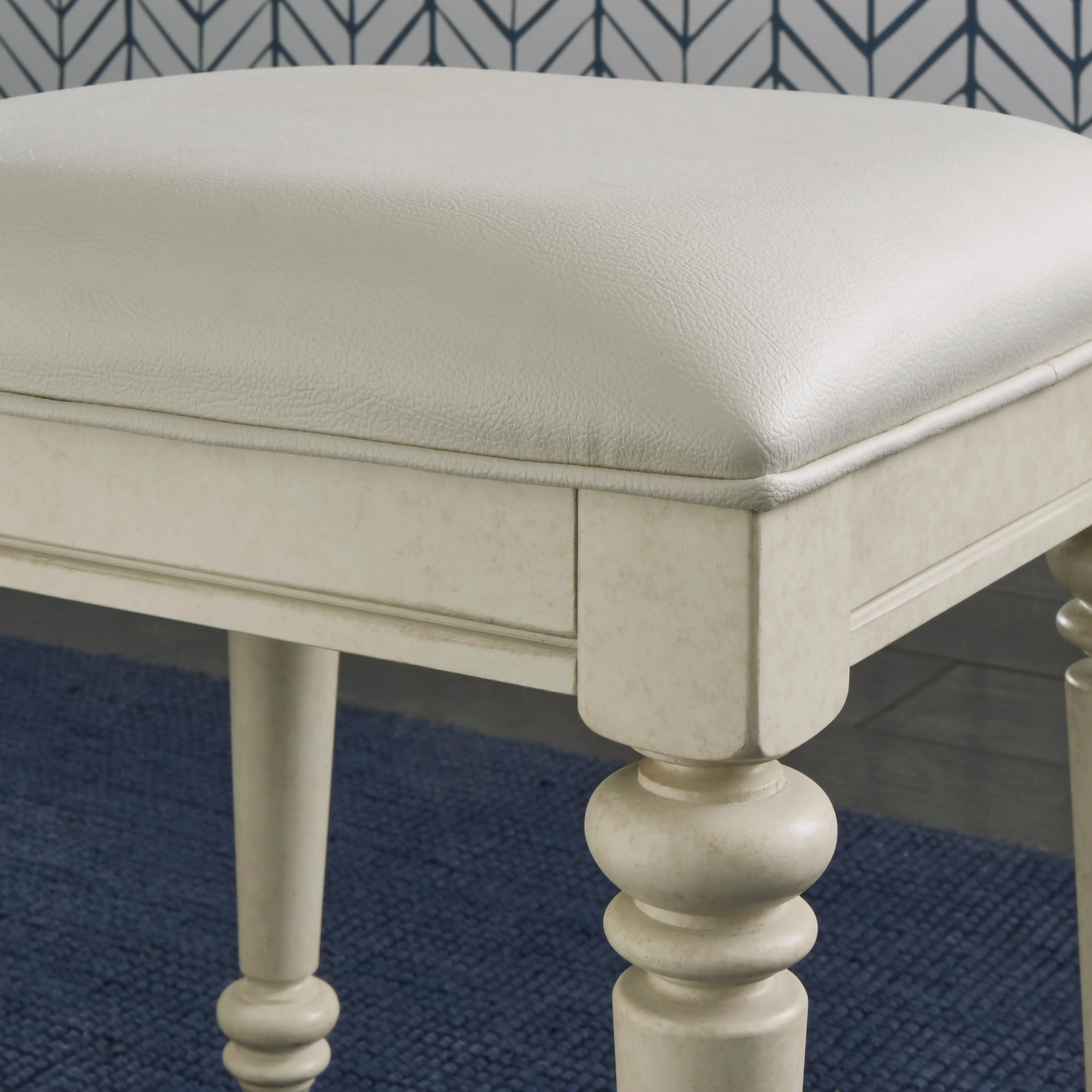 Provence Antique White Vanity Bench