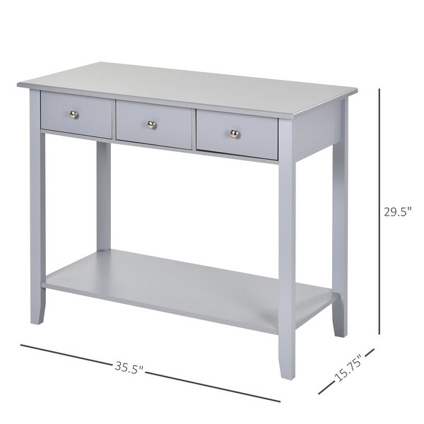 HOMCOM Console Table Industrial Desk with Drawer Bottom Shelf and Large Tabletop for Pictures， Great for the Entryway