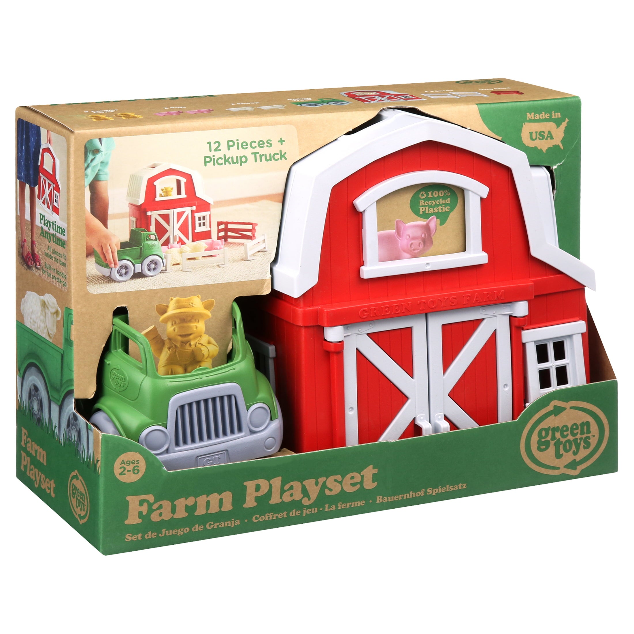 Green Toys Farm Playset， 100% Recycled Plastic， for Unisex Child Ages 2+