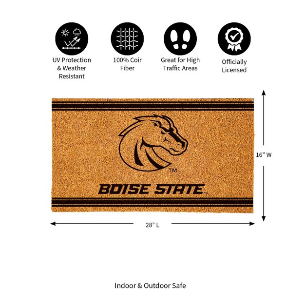 Evergreen Boise State University Logo Turf Mat Brown 28 X 16 Inches Indoor Outdoor Doormat