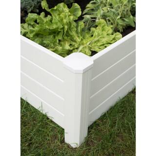 Vigoro 4 ft. x 4 ft. x 15 in. White Vinyl Raised Garden Bed 26001V