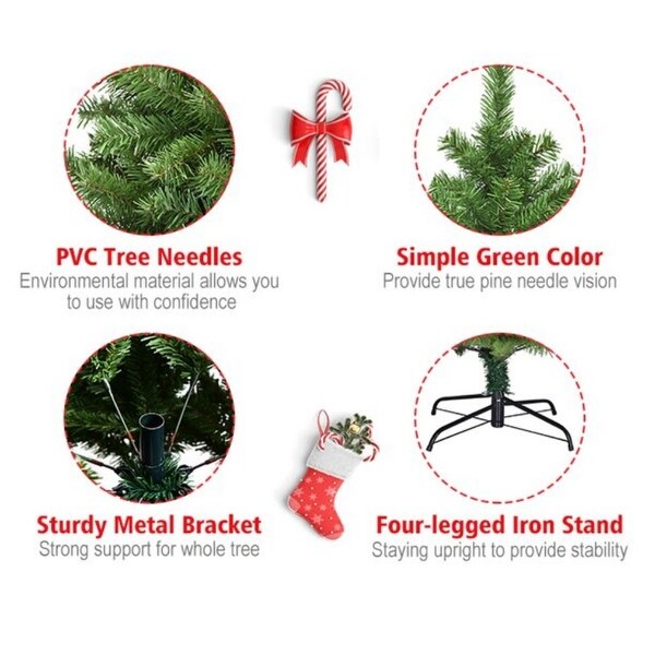 6FT H SpiralShaped Green Artificial Pine Christmas Holiday Tree，Premium Christmas Tree with Metal Base