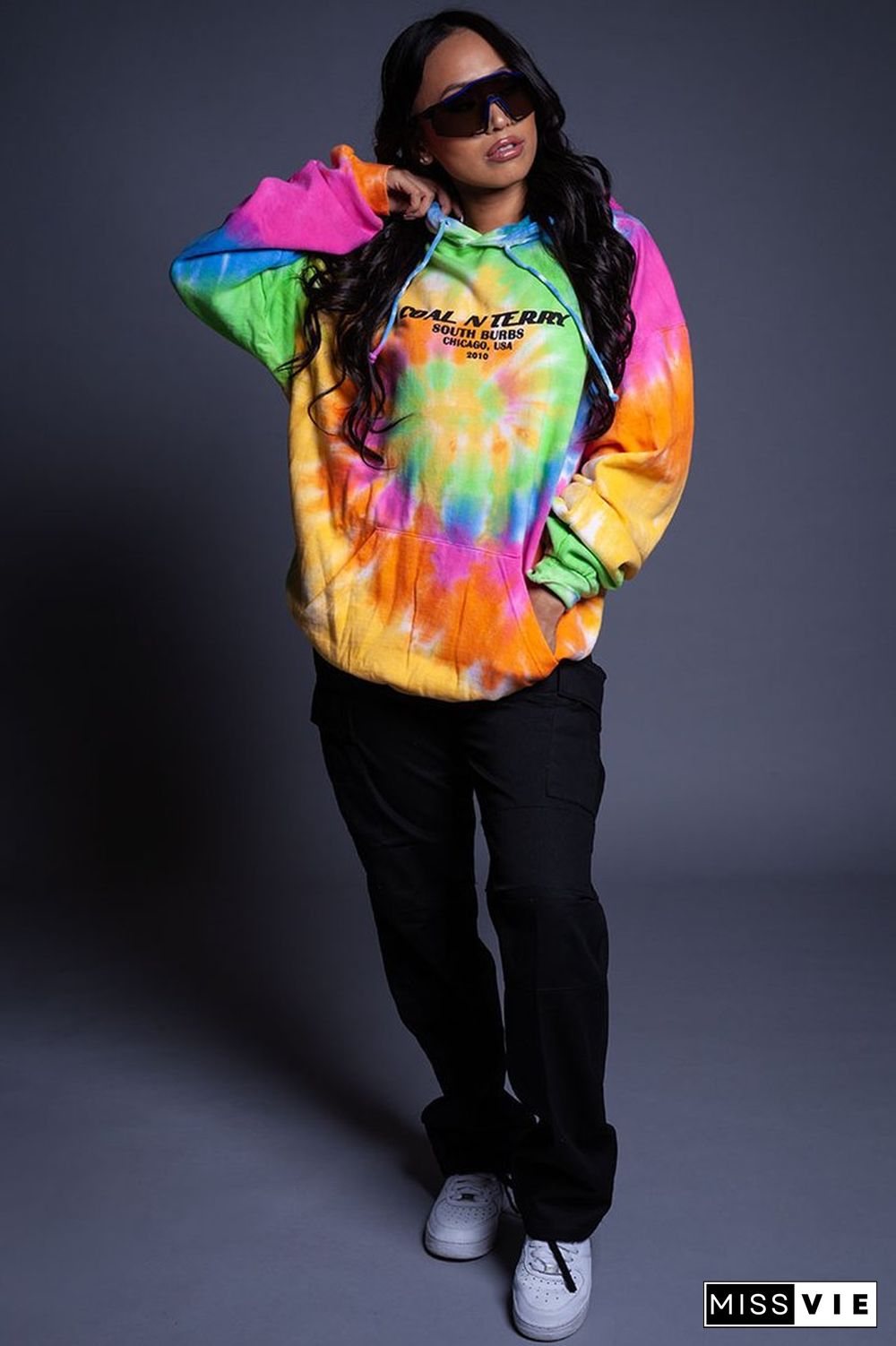 Graffiti Hooded Long Sleeve Pullover Sweatshirt