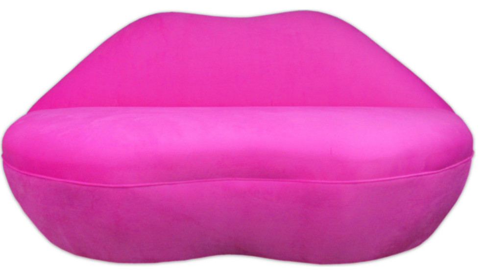 Fuchsia Lip Sofa  Lips Hot Pink Velvet Settee   Eclectic   Loveseats   by Wicked Elements  Houzz