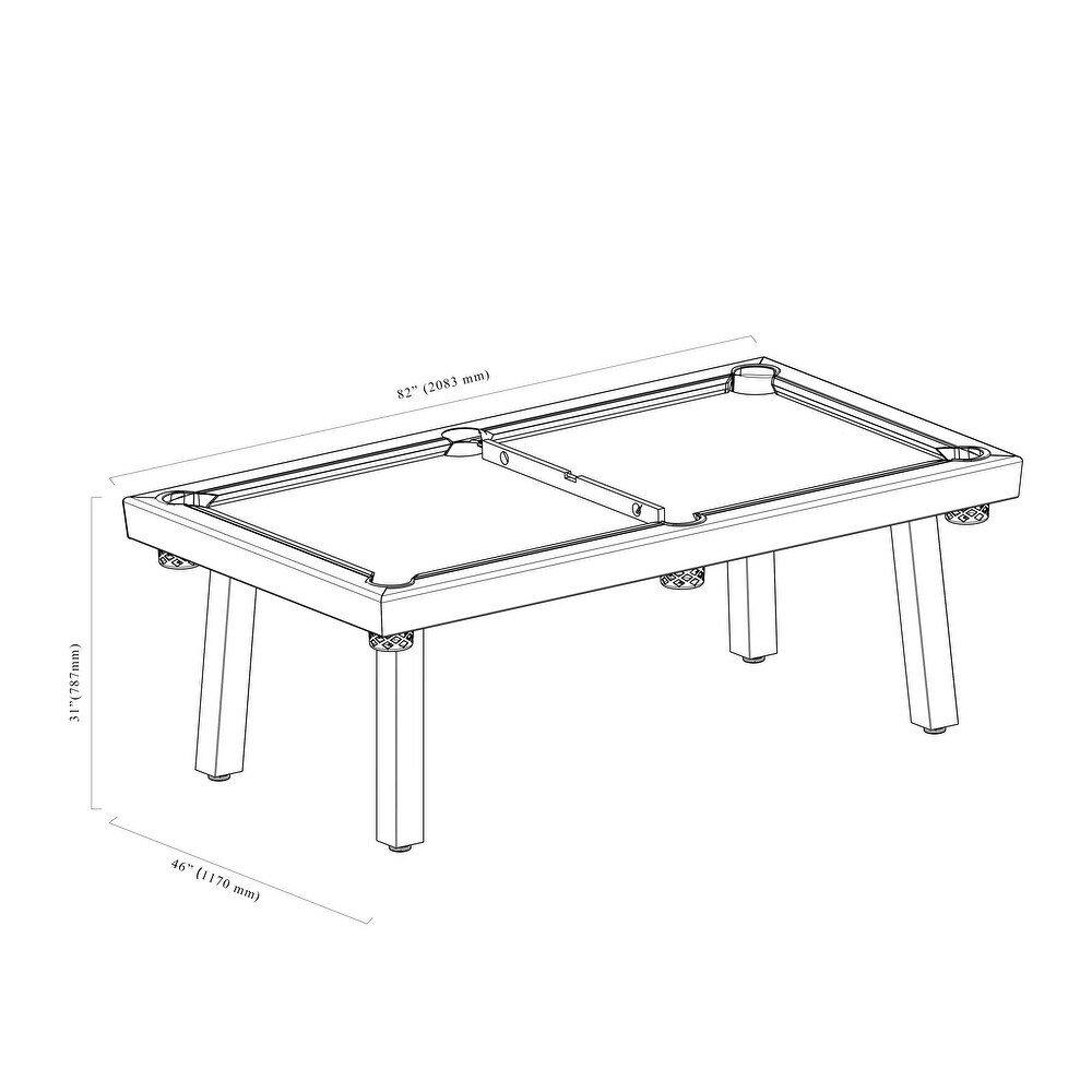 Norwalk Indoor/Outdoor 7ft Slate Pool Table Dining Set with 2 Benches   Accessories  White Finish