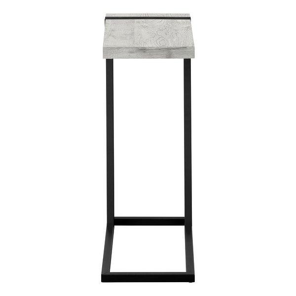 Modern C- Shaped Accent Table Reclaimed Wood-Look / Black Metal - 19.25