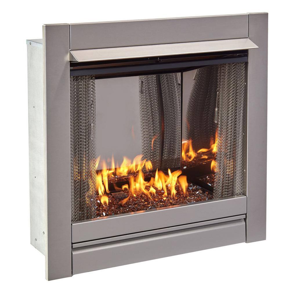 Duluth Forge Vent-Free Stainless Outdoor Gas Fireplace Insert With Copper Fire Glass Media - 24000 BTU 170371