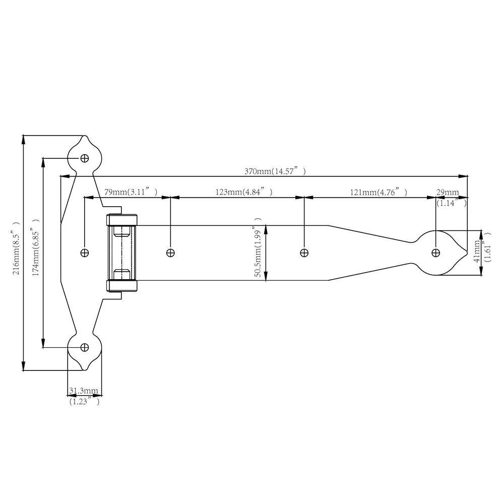 Everbilt 12 in. x 9 in.  Black Super Heavy Duty Tee Hinge 20444