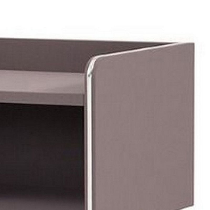 Raised Top Wooden Nightstand with 1 Open Compartment， Gray and Black