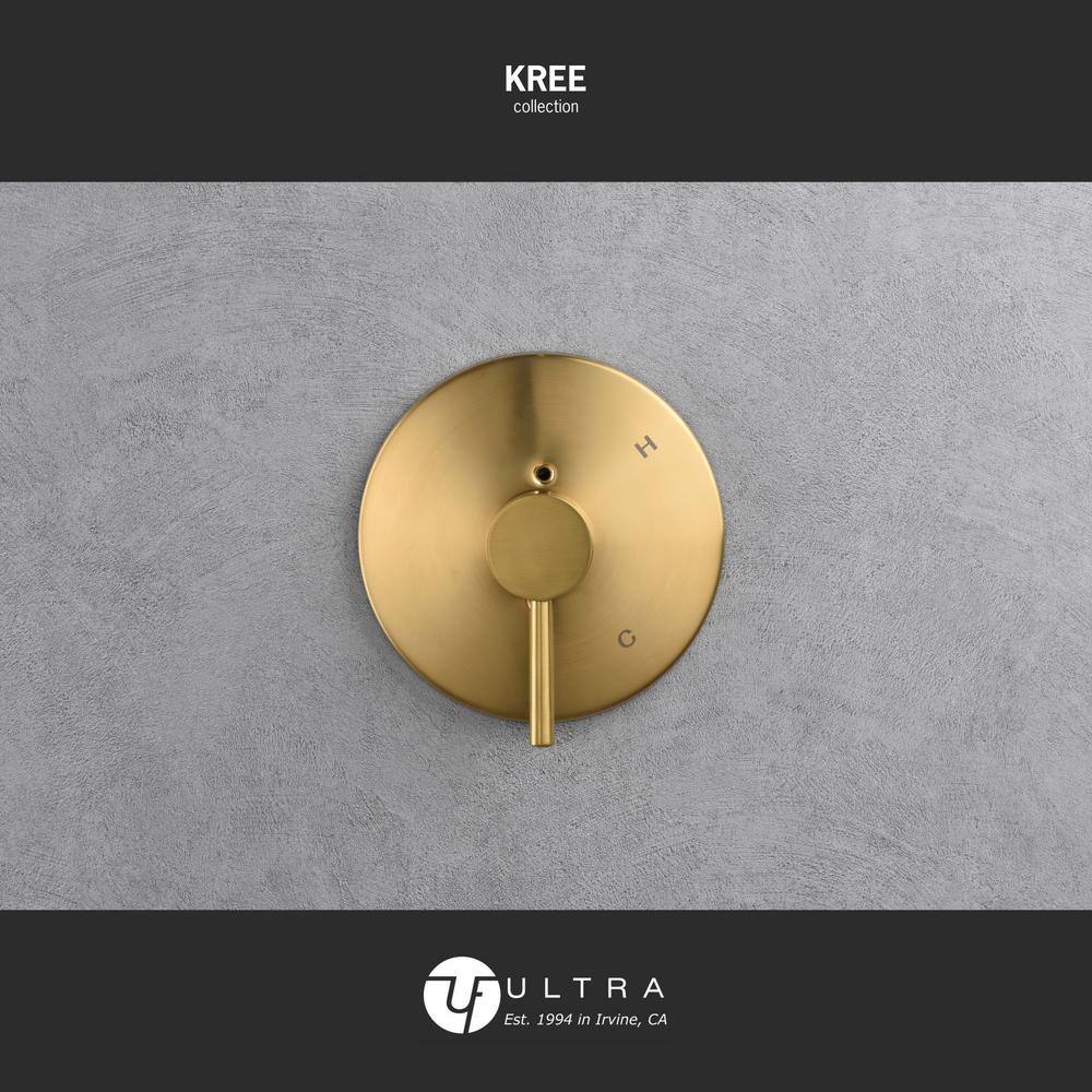 Ultra Faucets Kree Single Handle 1-Spray Tub and Shower Faucet 1.8 GPM with Pressure Balance in. Brushed Gold (Valve Included) UF78308R