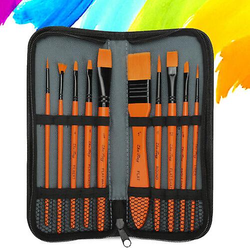 10pcs Artist Paint Brushes Set Bag For Oil Watercolor Acrylic Craft Art Painting W12257770