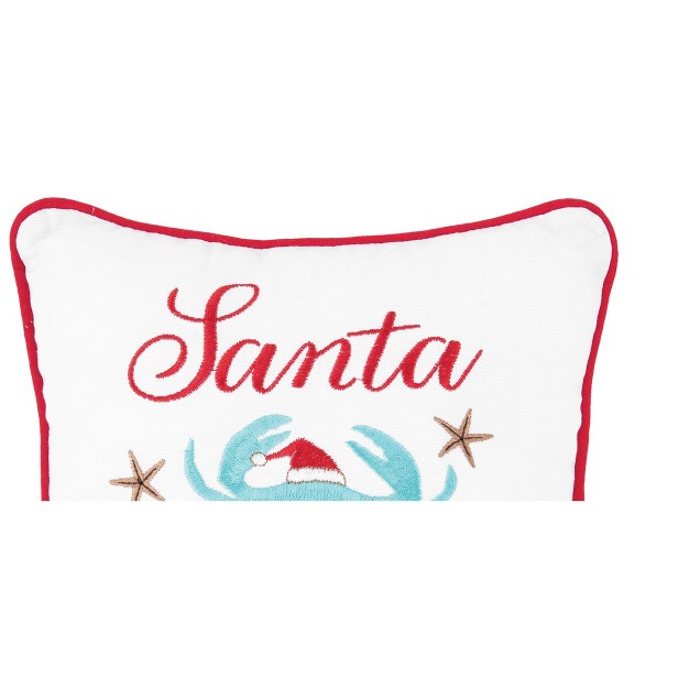 X 10 quot Beach Coastal Theme quot santa Claws quot Featuring Crab In Santa Hat Embroidered Petite Accent Throw Pillow