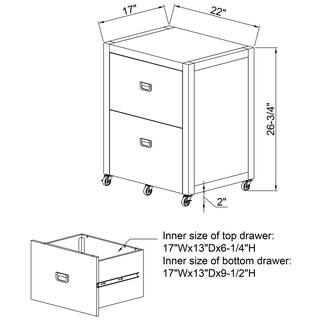 Linon Home Decor Sara White File Cabinet with Metal Drawer Glides and Rose Gold Handles THD02964