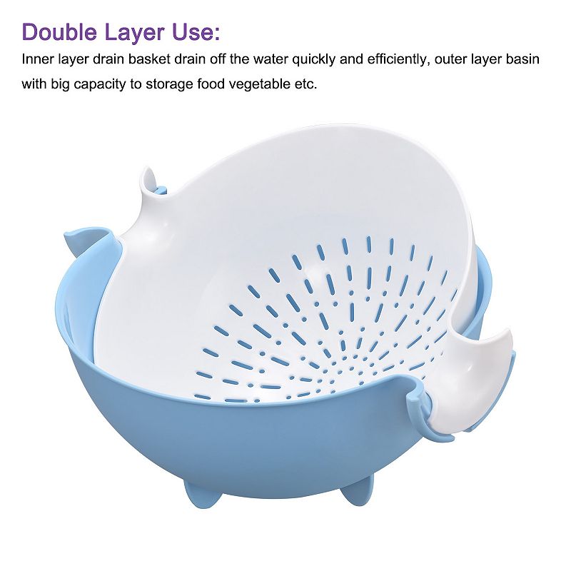 Kitchen Strainer Colander 3PCS， Plastic Food Strainer Washing Basket