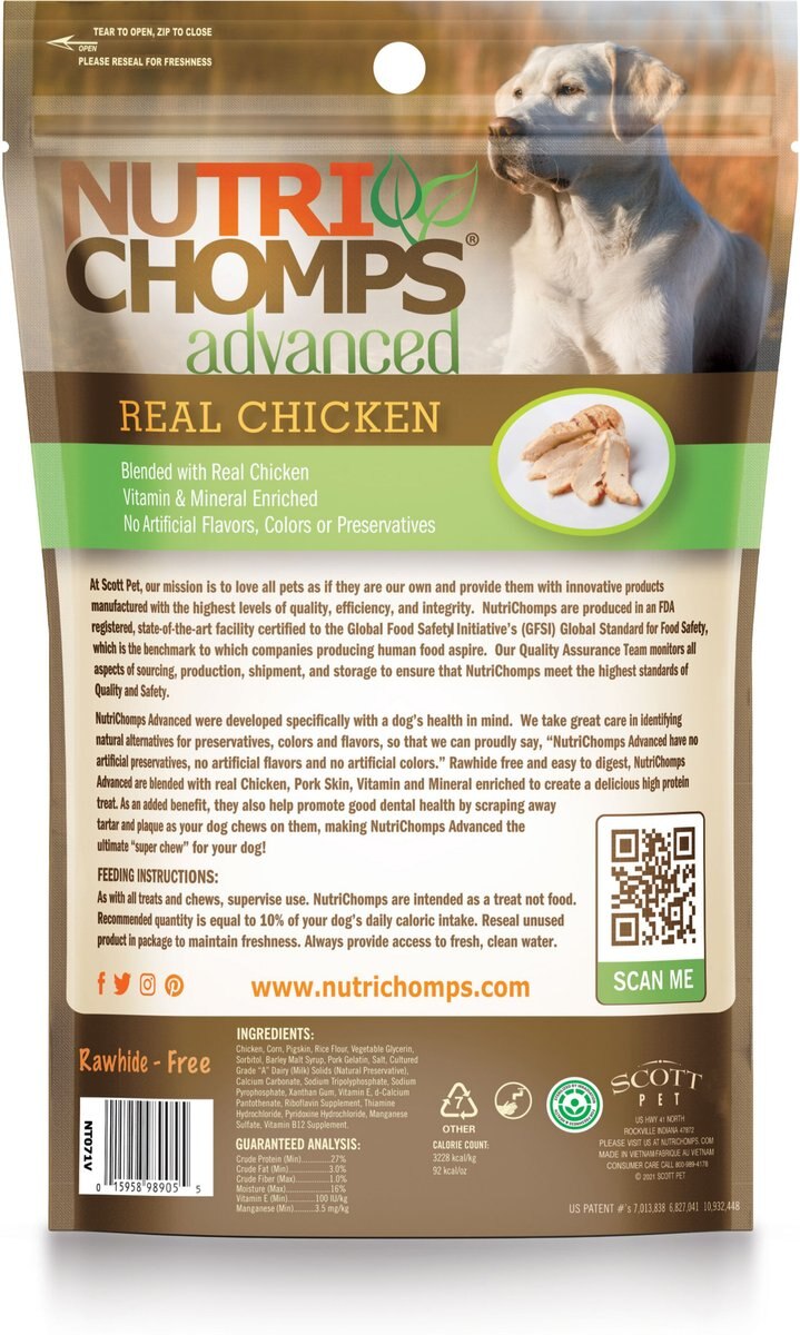 Nutri Chomps Advanced Mini Twists Real Chicken Dog Treats， 12 count