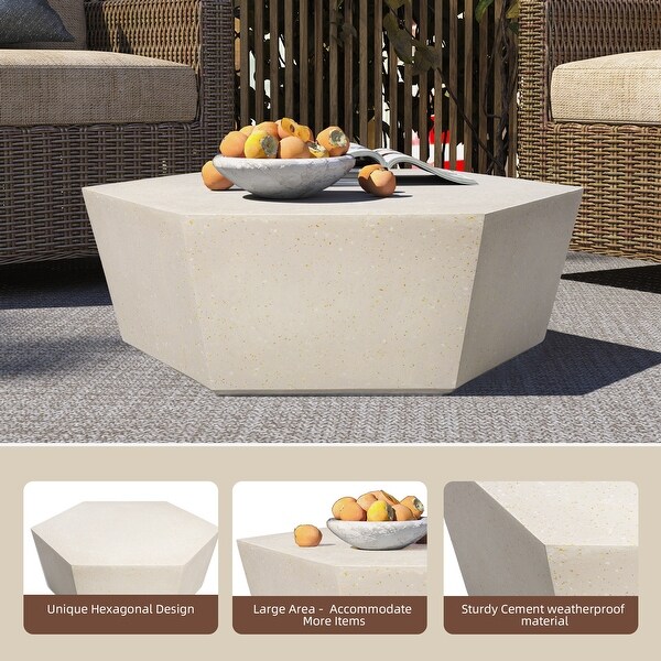 UPHA Outdoor Concrete Patio Coffee Table，Outdoor Large Side Table