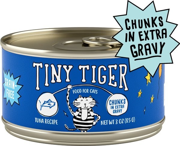 Tiny Tiger Chunks in EXTRA Gravy Tuna Recipe Grain-Free Canned Cat Food