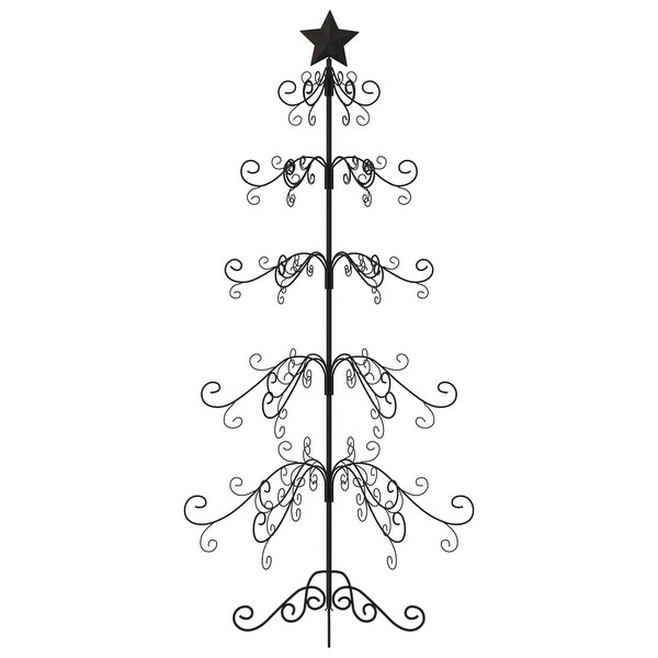 vidaXL Christmas Tree Modern Metal Ornament Tree Stand for Decoration Black