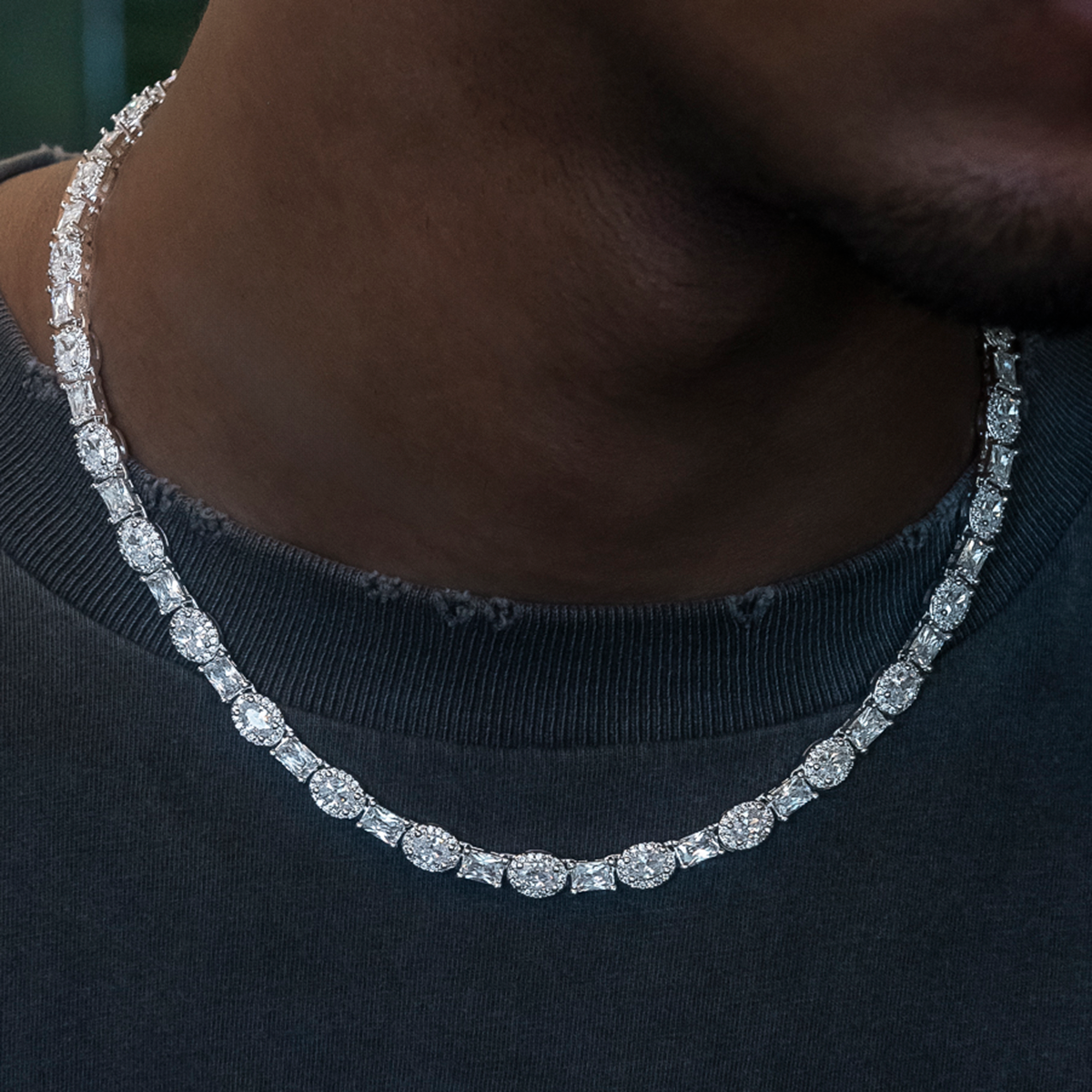 Oval Emerald Cut Tennis Chain