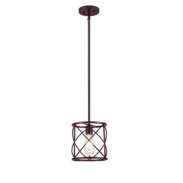 Defong 1 light Bronze Industrial Pendant Light With Adjustable Hanging Rod