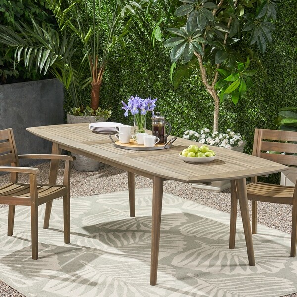 Outdoor Acacia Wood Expandable Dining Table，Assembly Required ，Gray