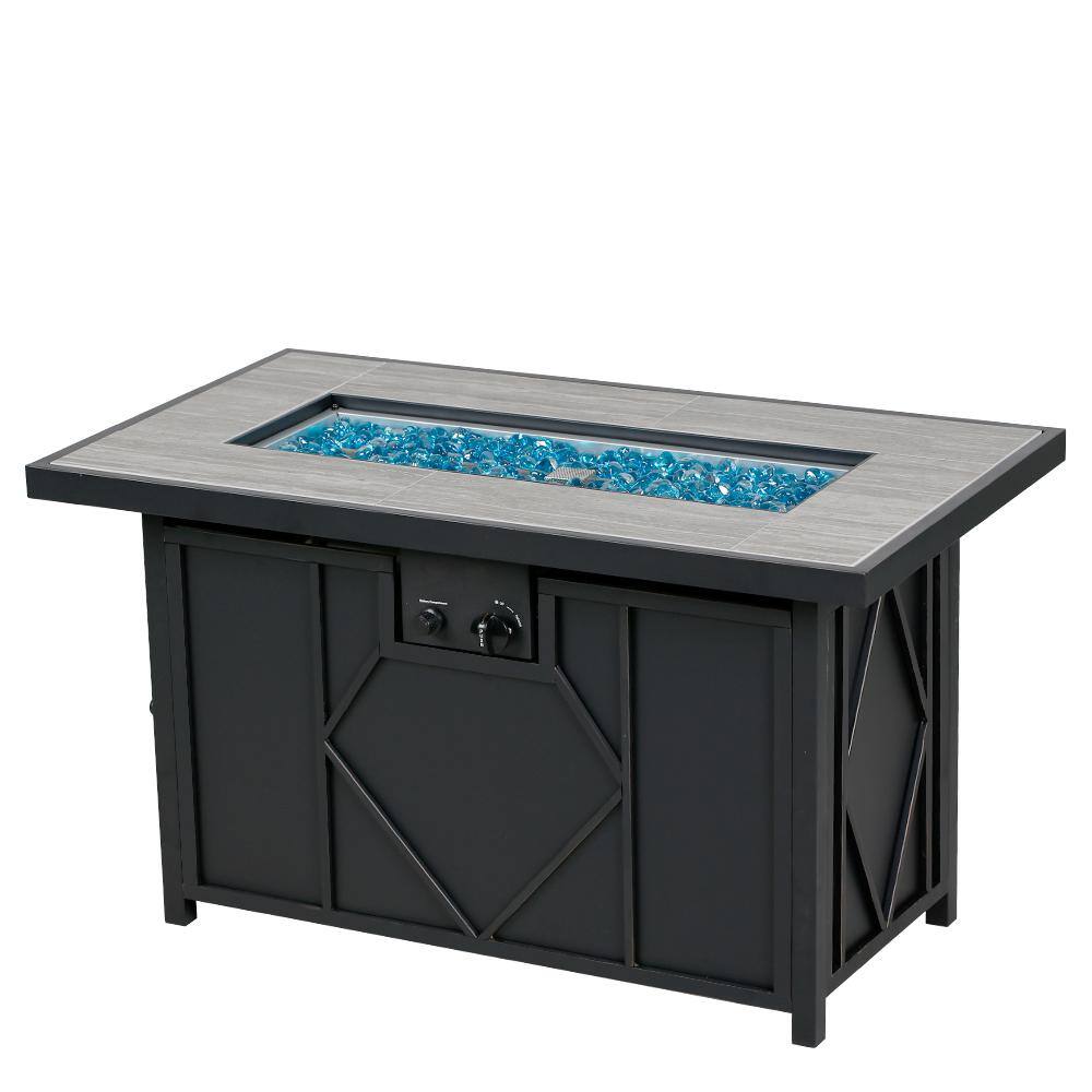 HeatMaxx 42 in. 60000BTU Fire Pit Propane Gas Fire Pit Table Rectangular Tabletop SRGF11666