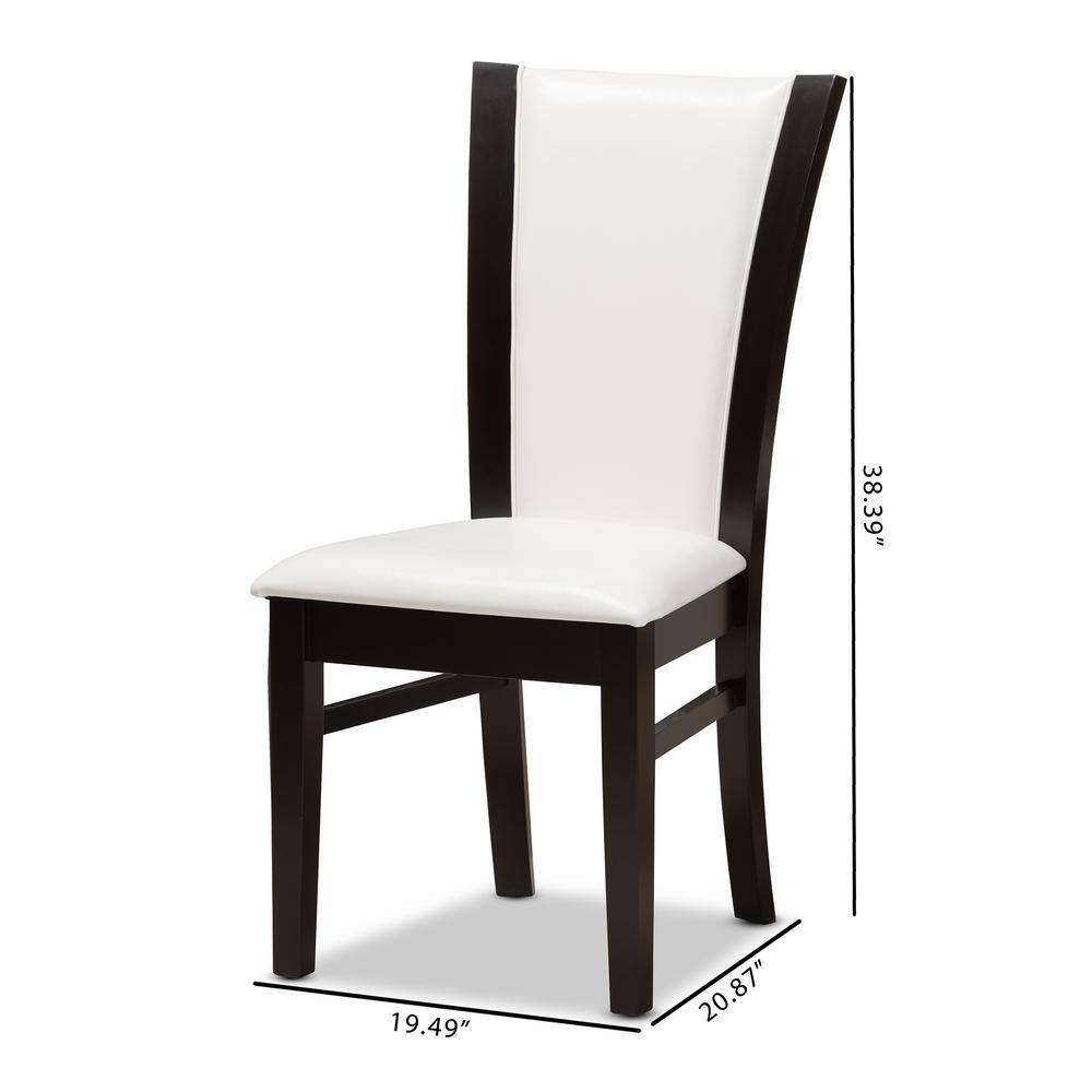 Baxton Studio Adley White and Dark Brown Faux Leather Dining Chair (Set of 2) 2PC-8034-HD