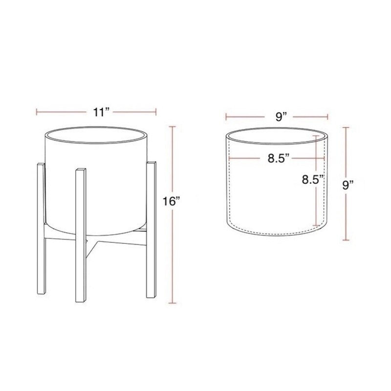 Liam Modern Ceramic Planter with Wood Legs