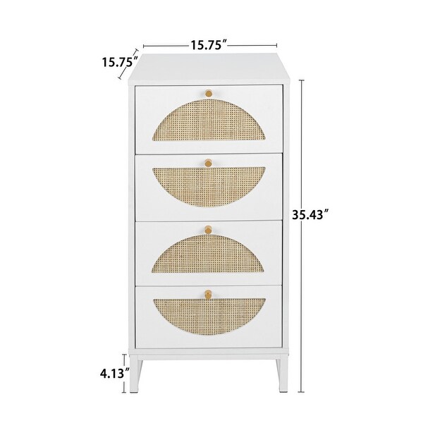 Natural Rattan Storage Cabinet Chest with 4 Drawers - - 36963580