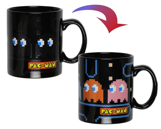 Pac man Heat Reactive Color Changing 16 Oz Tea Coffee Mug Cup Black