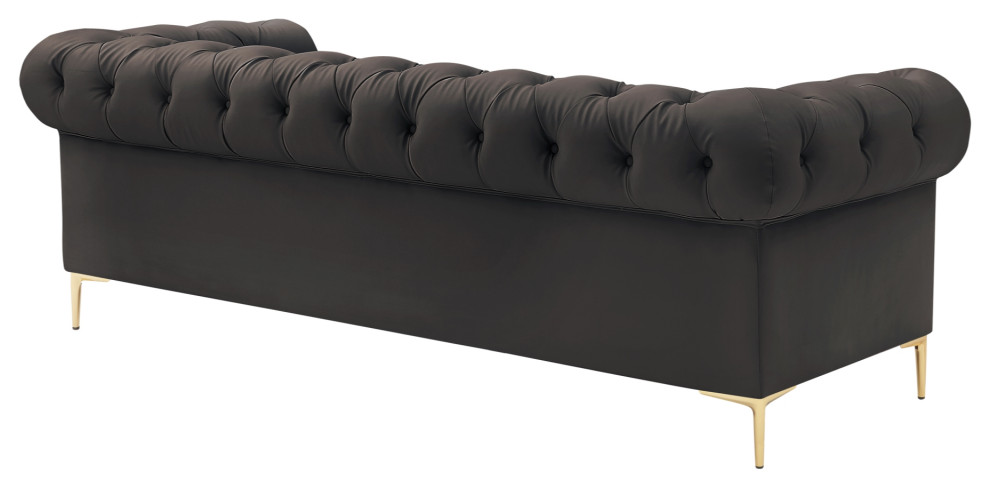 Nicole Miller Geraldine Sofa Button Tufted  3 Seat  Leather PU   Midcentury   Sofas   by Inspired Home  Houzz