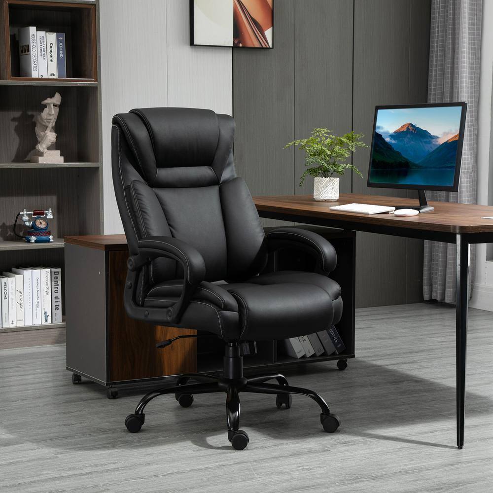 Vinsetto Black Big and Tall Executive Office Chair 400 lbs. Computer Desk Chair with High Back PU Leather Ergonomic Upholstery 921-470BK