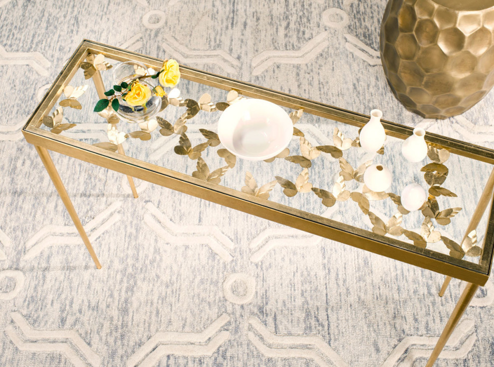 Gizelle Butterfly Console Antique Gold Leaf   Midcentury   Console Tables   by V.S.D Furniture  Houzz