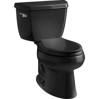 KOHLER Wellworth Classic 2-piece 1.28 GPF Single Flush Elongated Toilet in Black K-3575-7