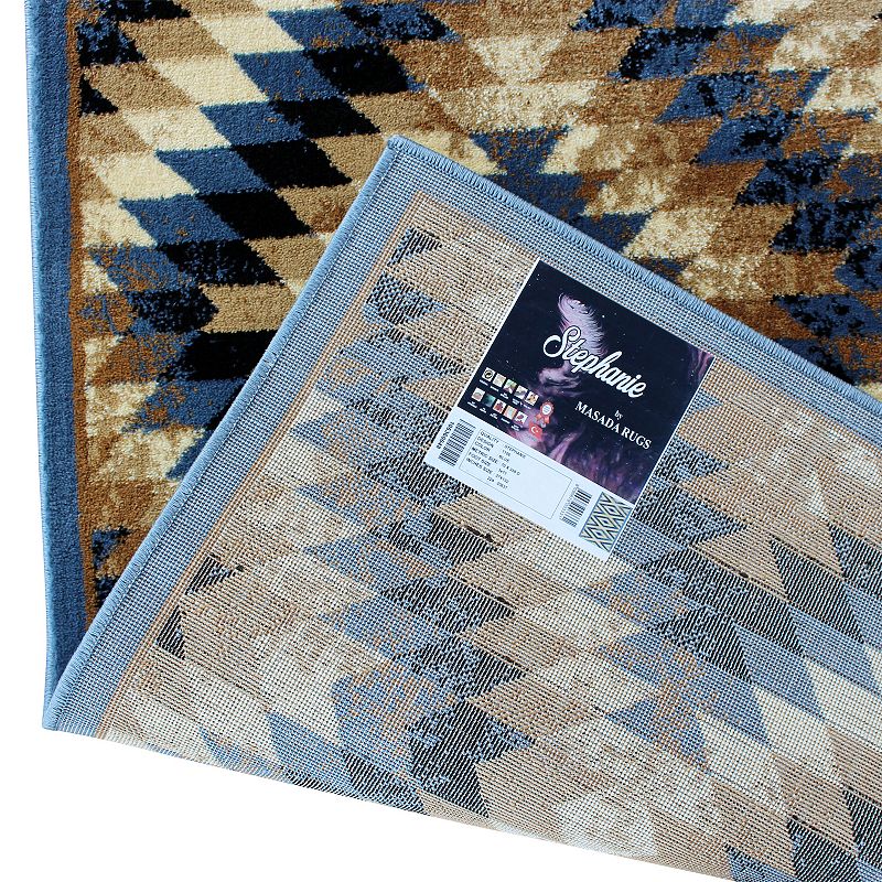 Masada Rugs Masada Rugs Stephanie Collection 3'x11' Area Rug Runner with Distressed Southwest Native American Design 1106 in Blue， Black， Brown and Beige