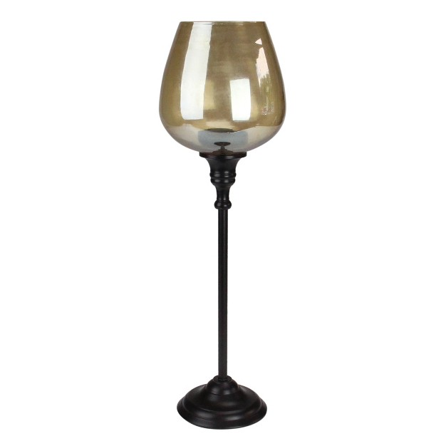 Decorative Large Golden Luster Brown Stemmed Votive Candle Holder