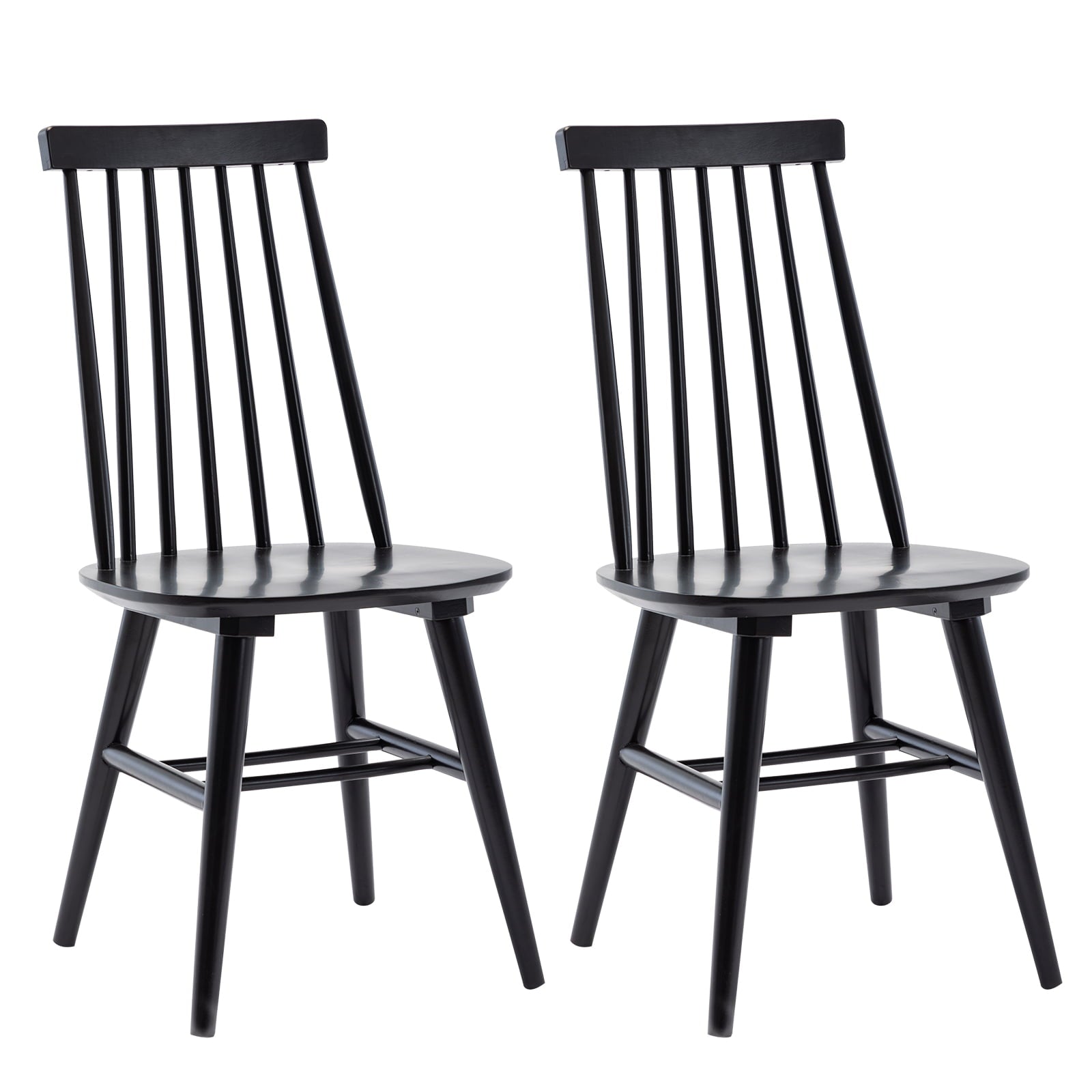 Duhome Elegant Lifestyle Dining Chairs Set of 2， Wood Dining Room Chairs Slat Spindle Back Kitchen Room Chair Windsor Chairs， Black