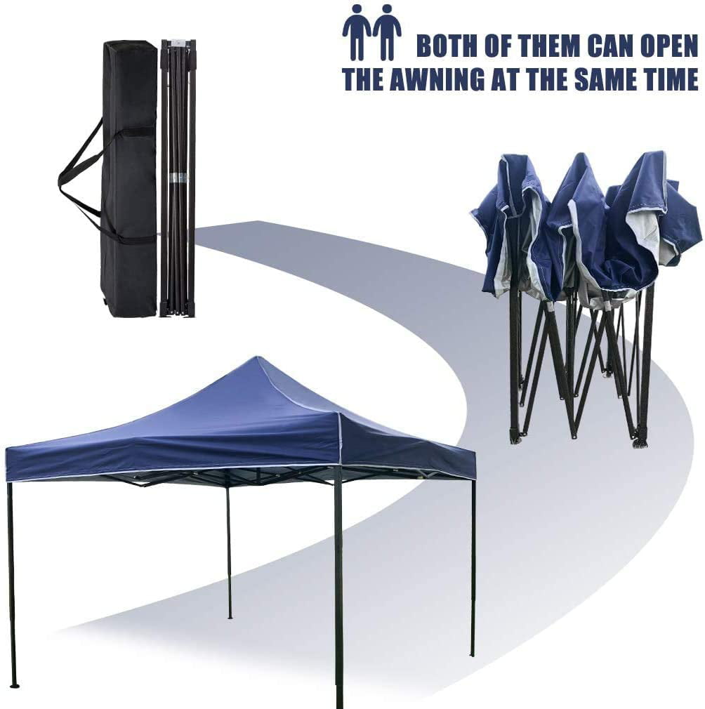 10 x 10ft Pop Up Canopy Tent,Party Tent,Patio Ez Up Canopy Sun Shade Wedding Instant Folding Protable Better Air Circulation Outdoor Gazebo with Removable Sunwall and Backpack Bag (Blue)