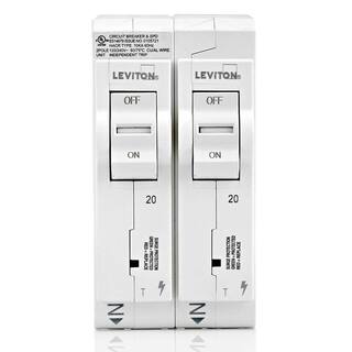 Leviton Surge Protective Device with Two 20 Amp 1-Pole Standard Thermal Magnetic Branch Circuit Breakers LSPD2-T